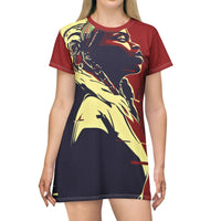 Load image into Gallery viewer, Empowered Elegance T-Shirt Dress - Bold Graphic Art, Casual Everyday Wear, Summer Outings, Unique Gifts, Fashion Statement
